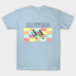 Sculling Double Rowing - Checker Color No Border T-Shirt